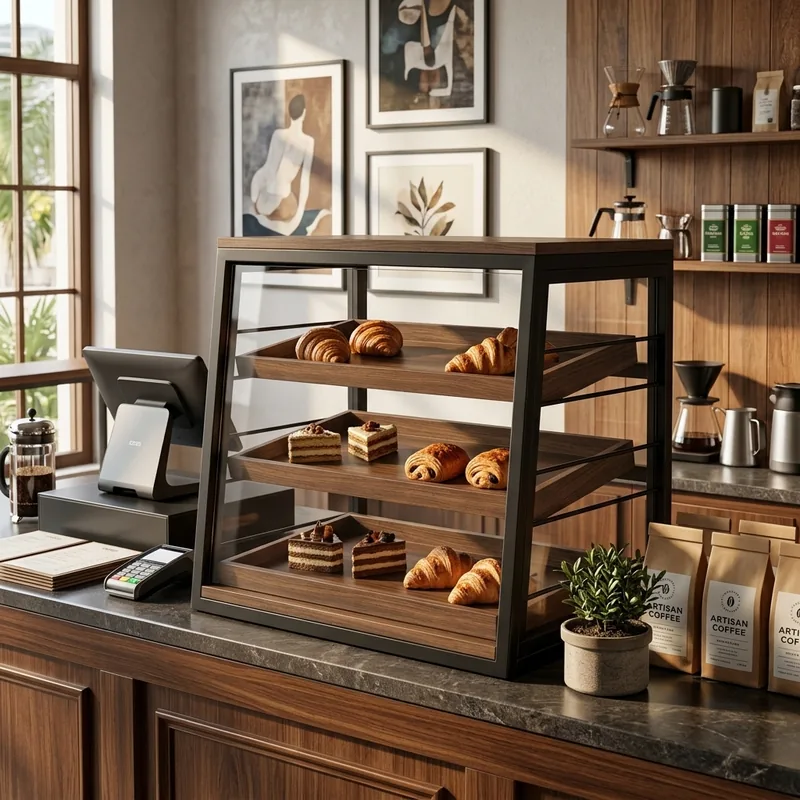 Rak Display Pastry Meja Counter