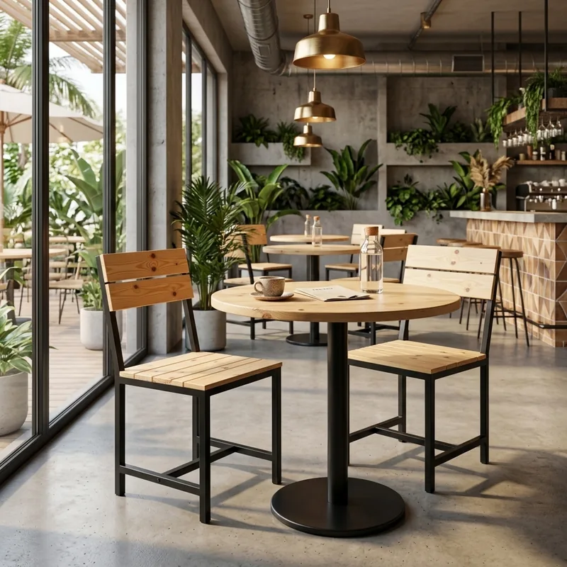 Kursi Cafe Besi & Kayu Industrial