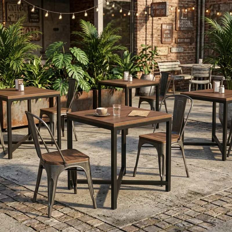 Meja Cafe Outdoor Besi Hitam