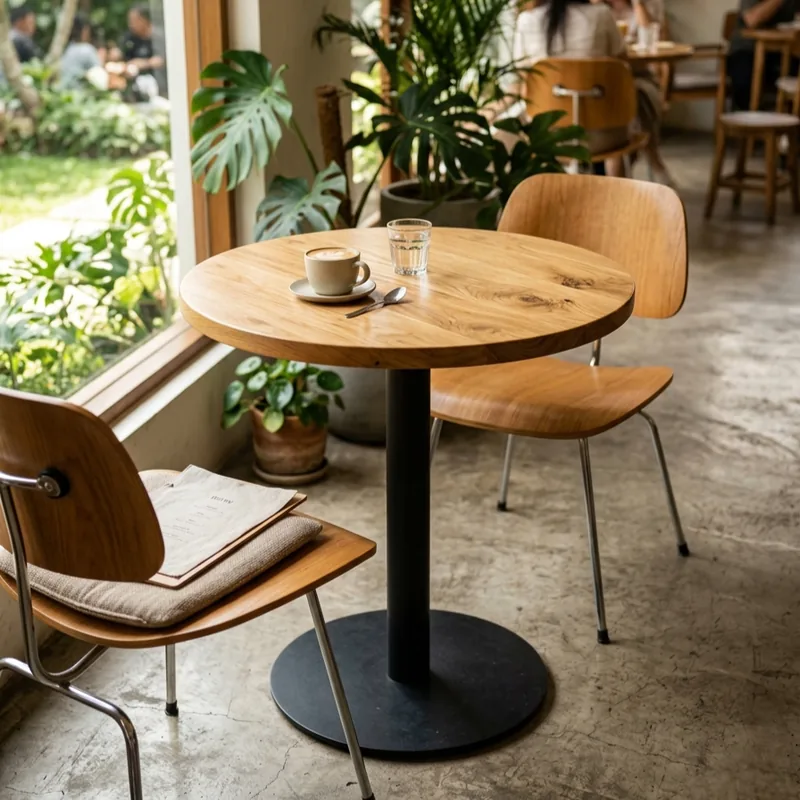 Meja Cafe Round Kaki Tunggal