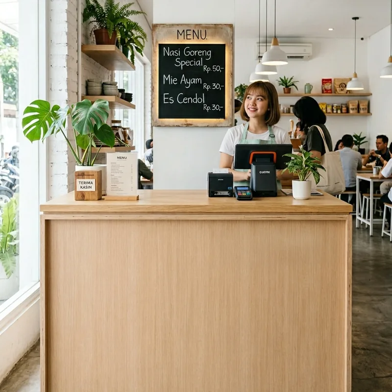 Meja Kasir Kayu Solid