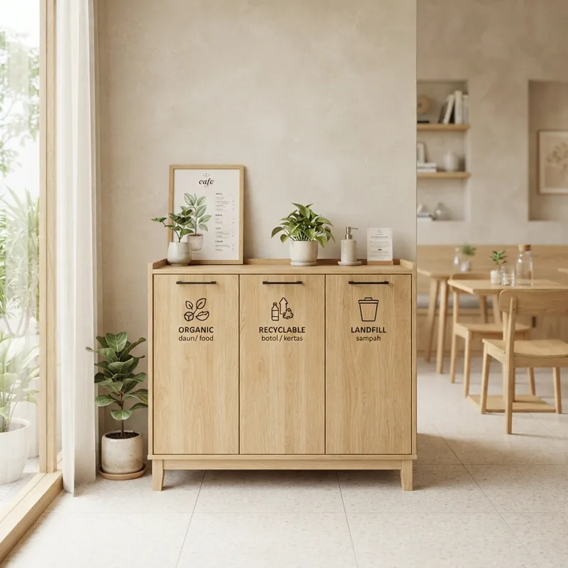 Tempat Sampah Kabinet Kayu Minimalis
